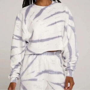 Good American Cropped & Cool Tie Dye Sweatshirt Purple and White Size 3 / Large